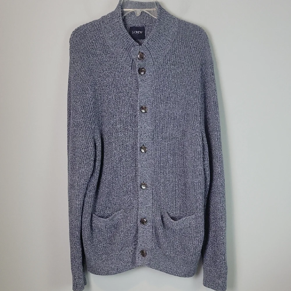 J. Crew Blue All Cotton Cardigan Sweater Mens Size Large AC835